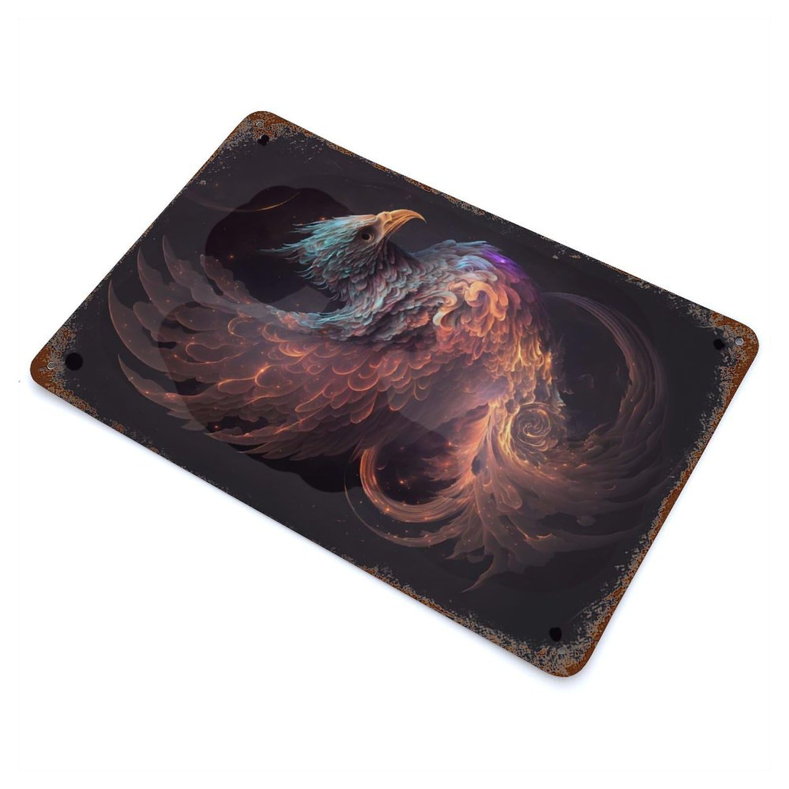 Garage Style Mystic Griffin Rust Effect Tin Sign 11.8"x7.9", Vintage Wall Decor for Bar And Workshop