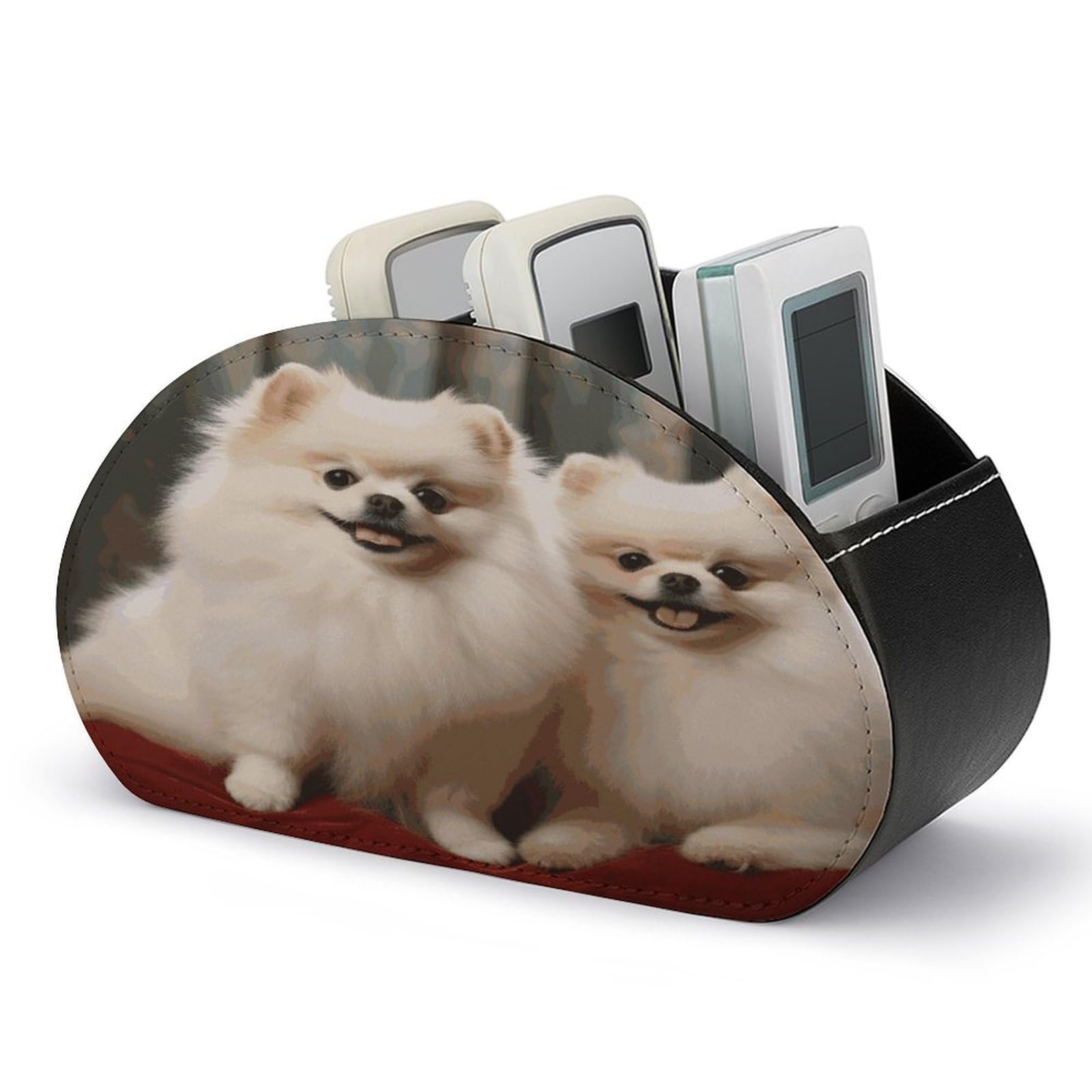Btcowzrv Style Short-Haired Pomeranian Dog Remote Control Holder With 5 Compartments