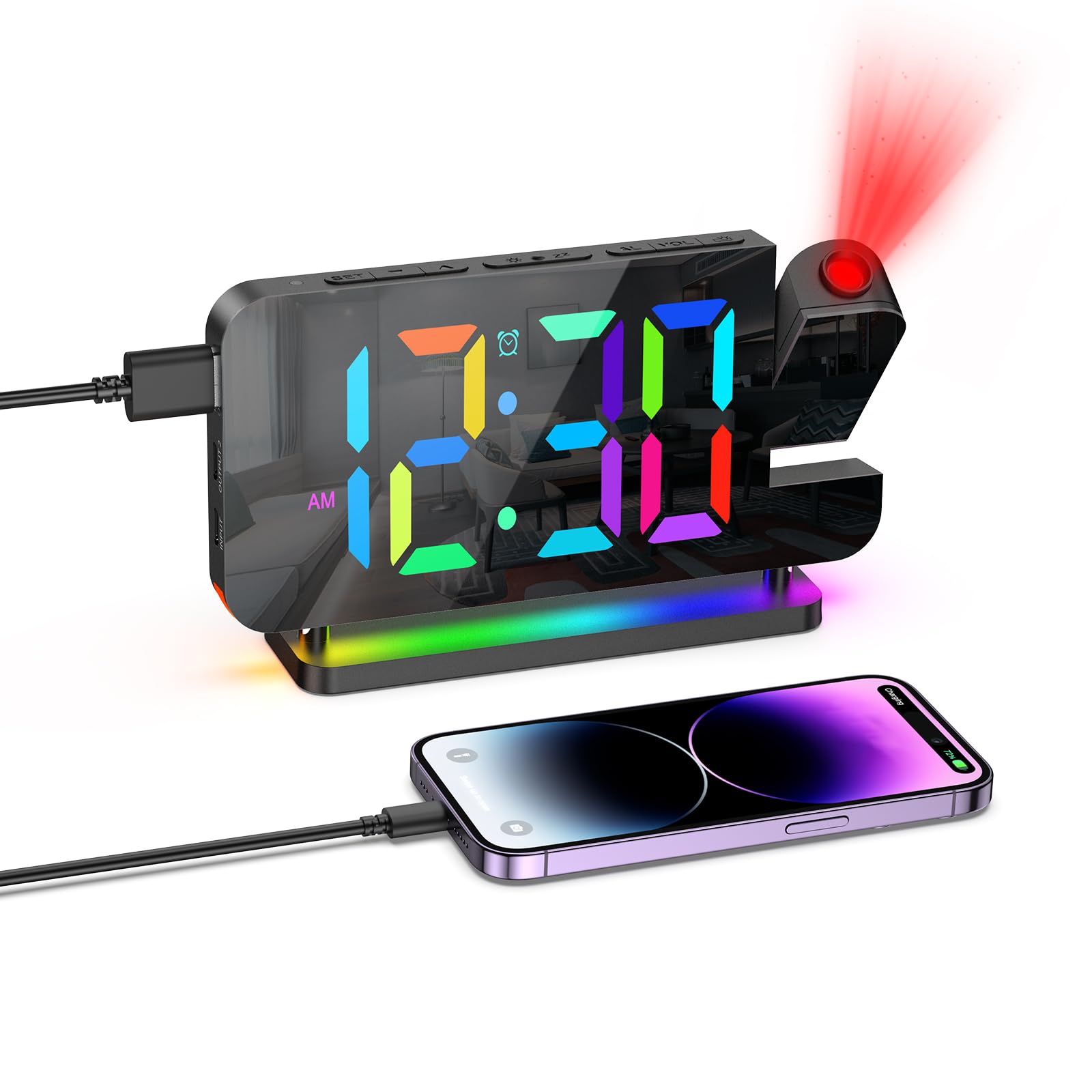 Amazon.co.jp: LOFICOPER プロジェクション目覚まし時計 7インチ RGB