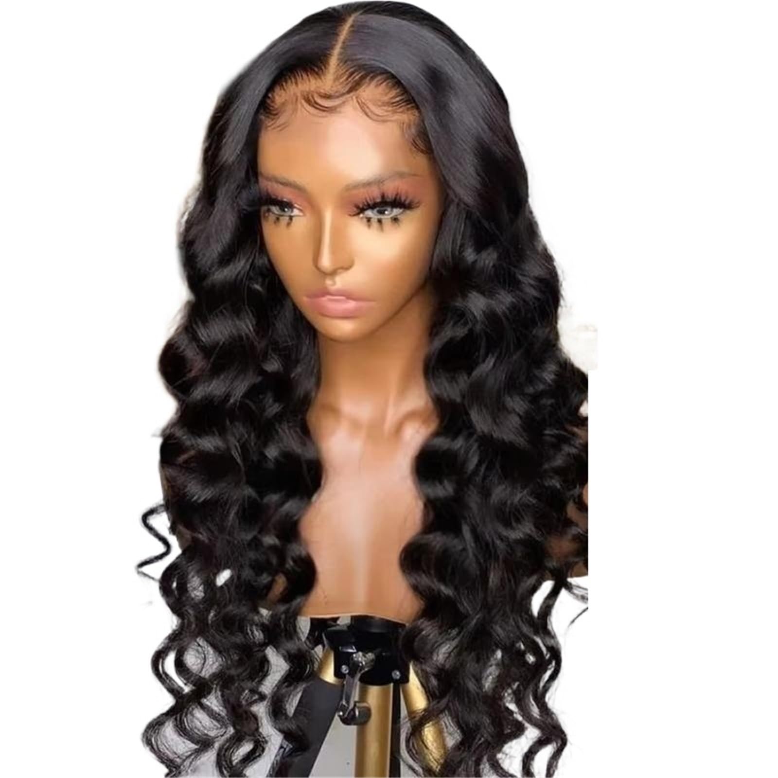 Libangrong-888 One Color Wigs Long Curly Hair Loose Wig Fluffy Natural Daily Styling Headband Natural Wig