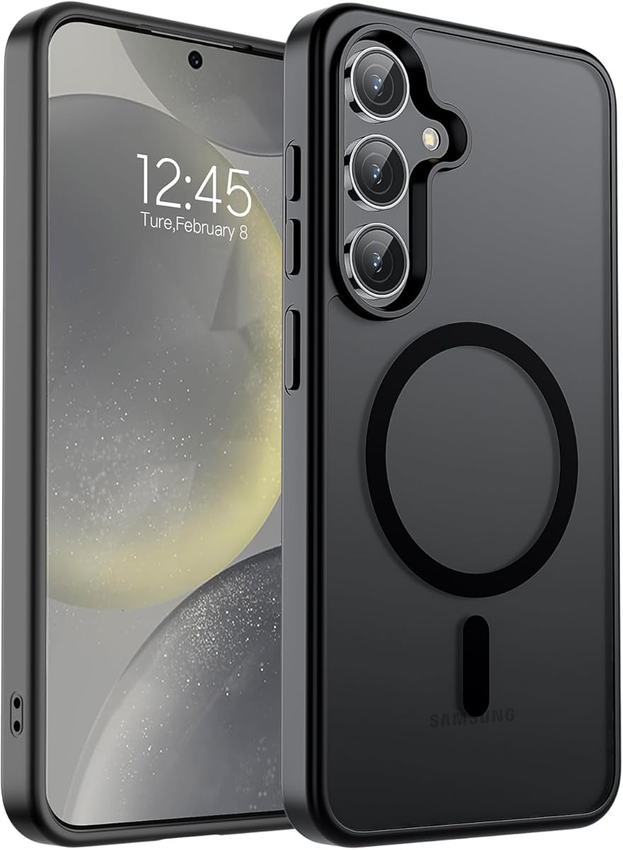 SUPFINE Magnetic for Samsung Galaxy S24 Case / S25 Case(Compatible with MagSafe) (Military Grade Drop Protection) Slim Translucent Shockproof Phone Case,Black