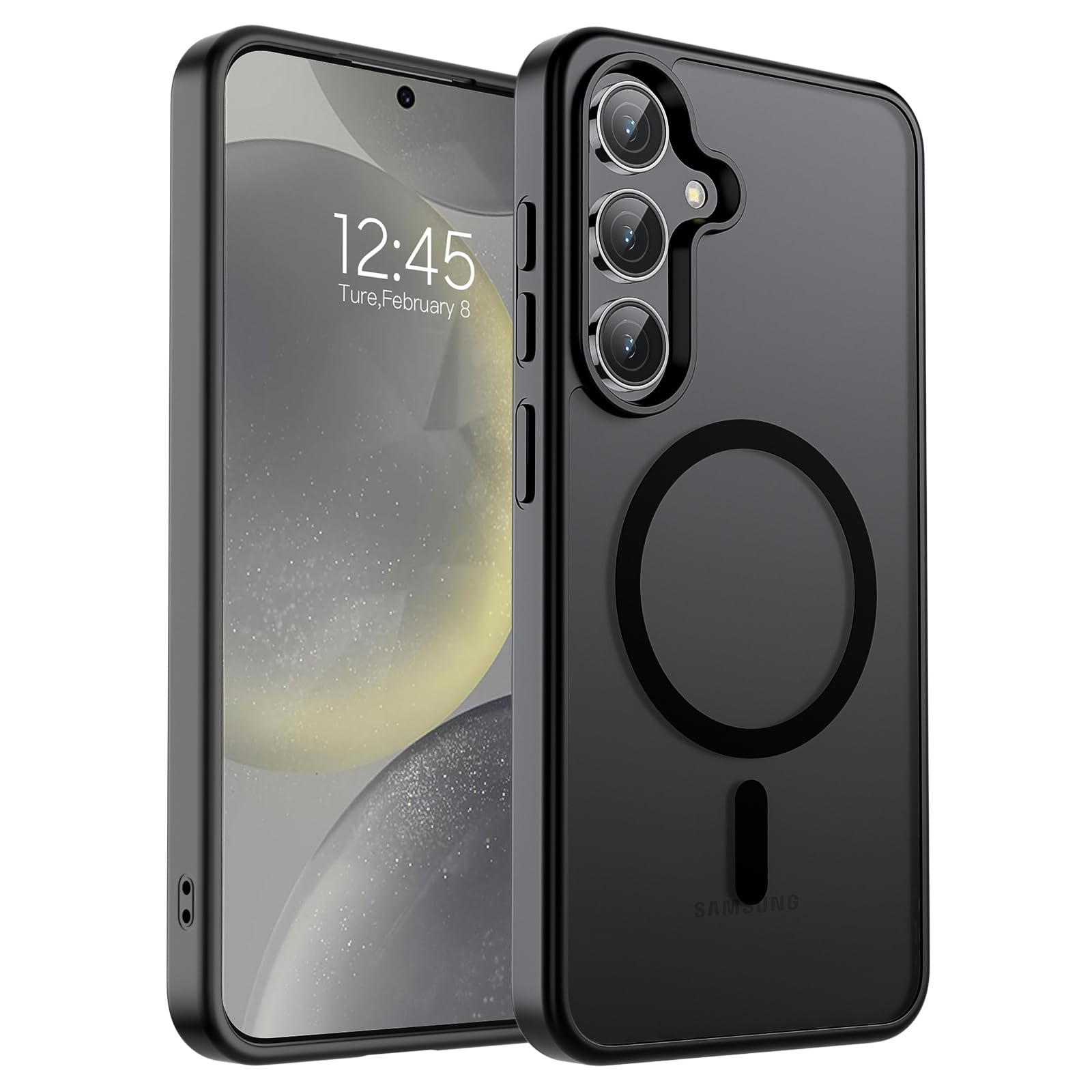 SUPFINE Magnetic for Samsung Galaxy S24 Case / S25 Case(Compatible with MagSafe) (Military Grade Drop Protection) Slim Translucent Shockproof Phone Case,Black Black S24/25 6.2"