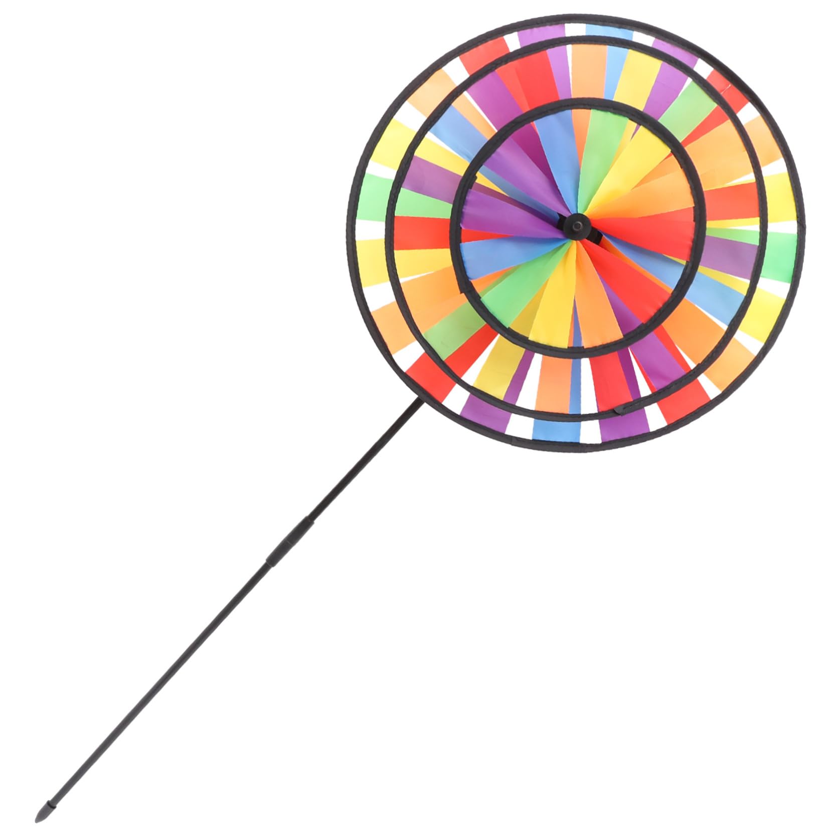 Outanaya 1pc Colorful Rainbow Wind Spinner Large Three Layers Rotary Windmill Cloth for Outdoor Garden Decor Durable Design for Decoration