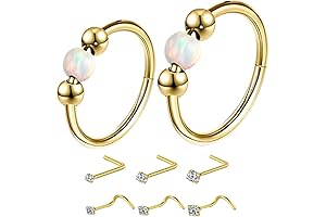 supsiah Nose Rings Set - 4Pcs Hypoallergenic Nose Studs with Clear Cubic Zirconia