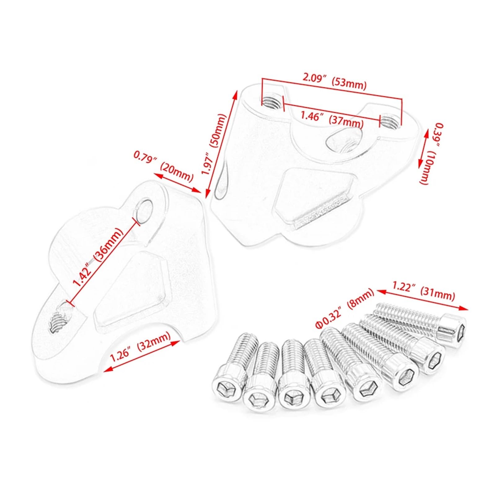 Manubrio Riser Morsetto Per BMW S 1000 XR S1000 R 1250 RT 1200 R1250 R1200 S1000XR R1250RT R1200R R1250R Manubrio Riser Circa Aumento 38mm Manubrio Riser Manubri Moto(Argento)