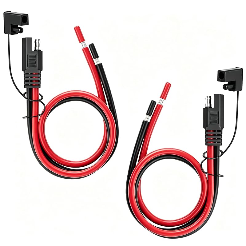 Cabo de Extensão SAE 16AWG com Conector de Engate Rápido, Vermelho e Preto, Pacote com 2
