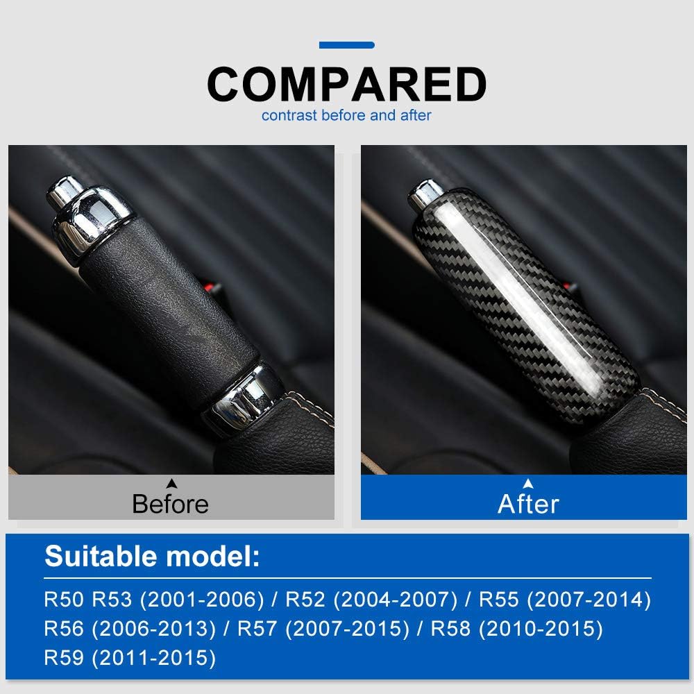AIRSPEED Car Handbrake Cover Grip Handle Lever Trim for Mini Cooper R55 Clubman R56 R57 R58 R59 R50 R53 Accessories, Carbon Fiber