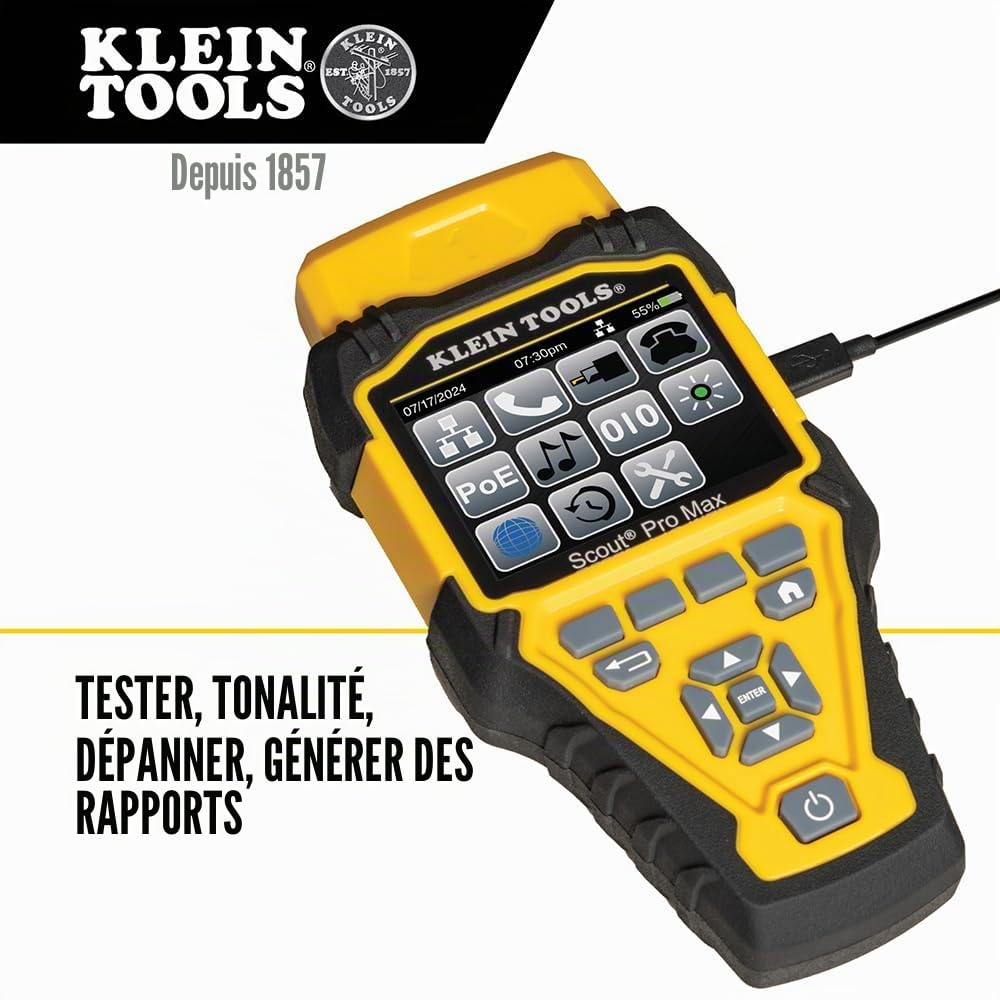 Klein Tools VDV501-770 | Testeur De Cables Scout Pro Max Avec Ensemble De Telecommandes | Test Et Mesure Donnees Telephonie Et Coax | Longueur Jusqu A 610 M | Memoire Et Ecran Rétroeclairé