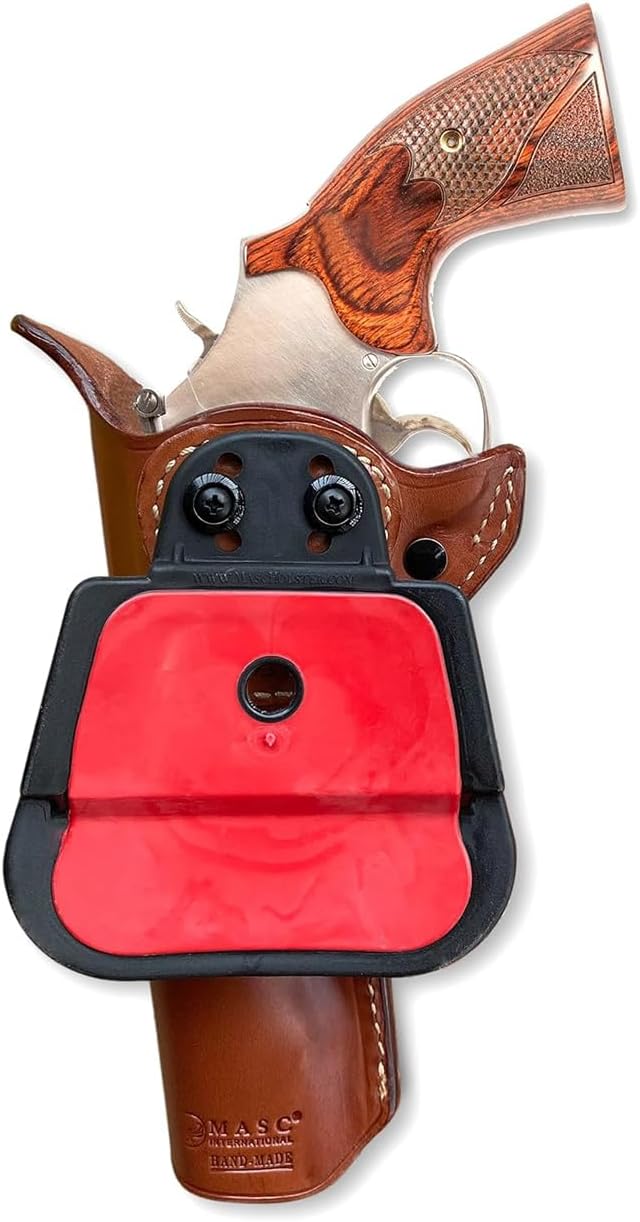 Masc Premium Leather OWB Paddle Holster with Open Top Fits Model 686 Plus .357 Magnum 7-Shot 6-inch, Right-Hand Draw, Brown #1511#