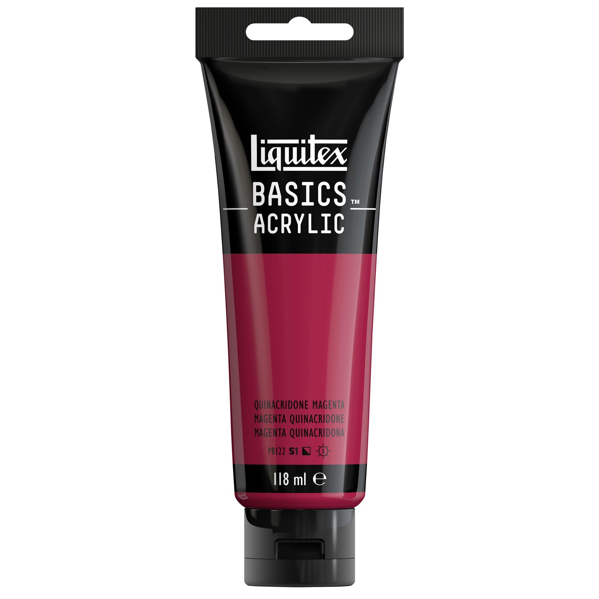 LIQUITEX 8870010 Basics Acrylic Paint, Quinacridone Magenta, 118 ml Tube