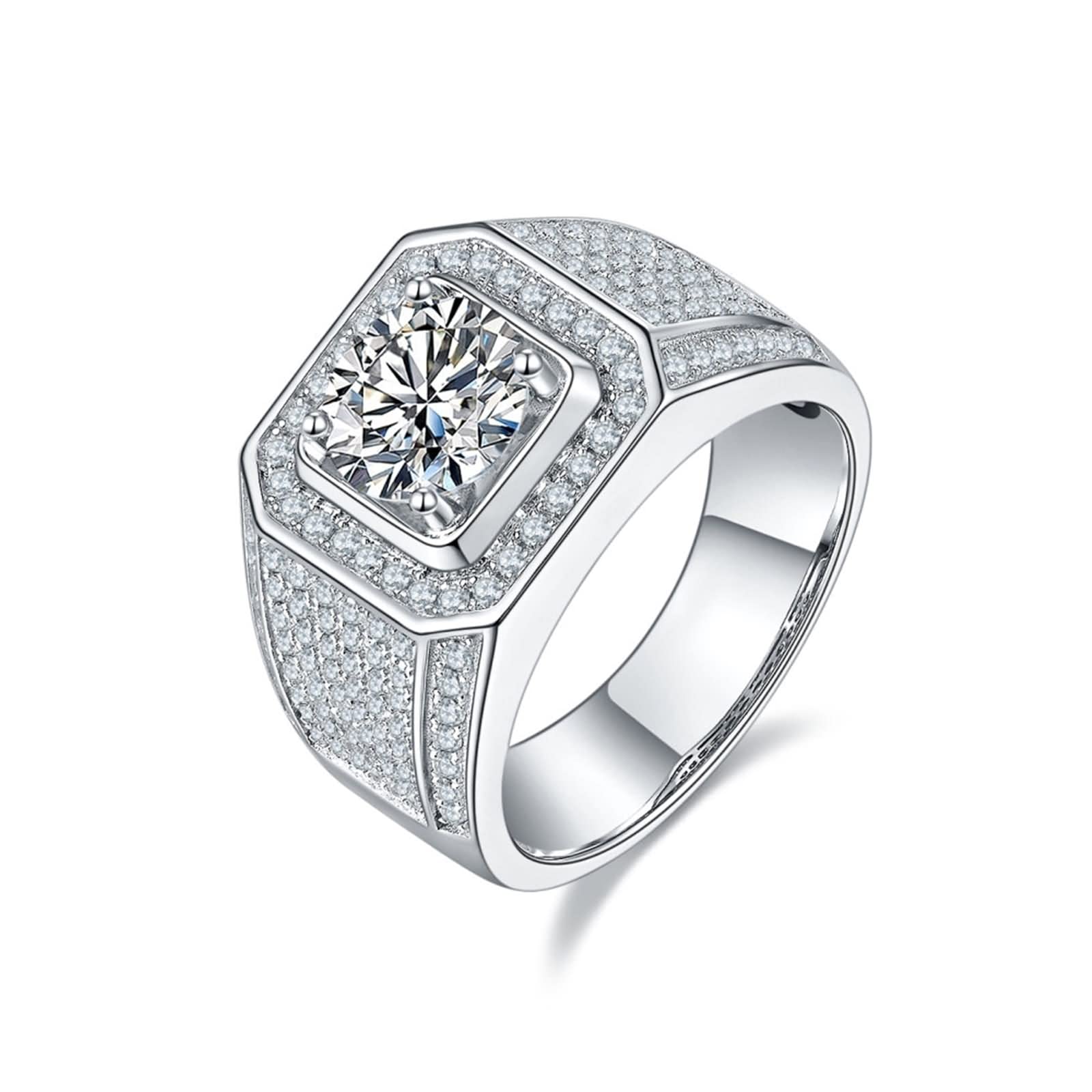 Anello di fidanzamento da uomo, accessori da uomo, in argento sterling con pietra completamente goduta