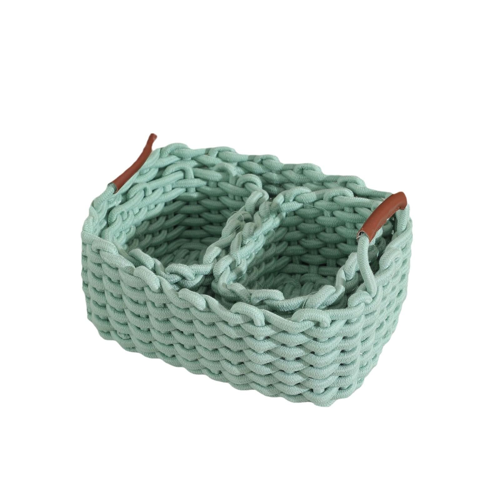3 Cestini in cotone intrecciato, Cestini portaoggetti bagno, Cestino di stoccaggio portatile in corda di cotone, Piccoli cestini per fasciatoio, Organizer per calze, asciugamani, chiavi, gioielli