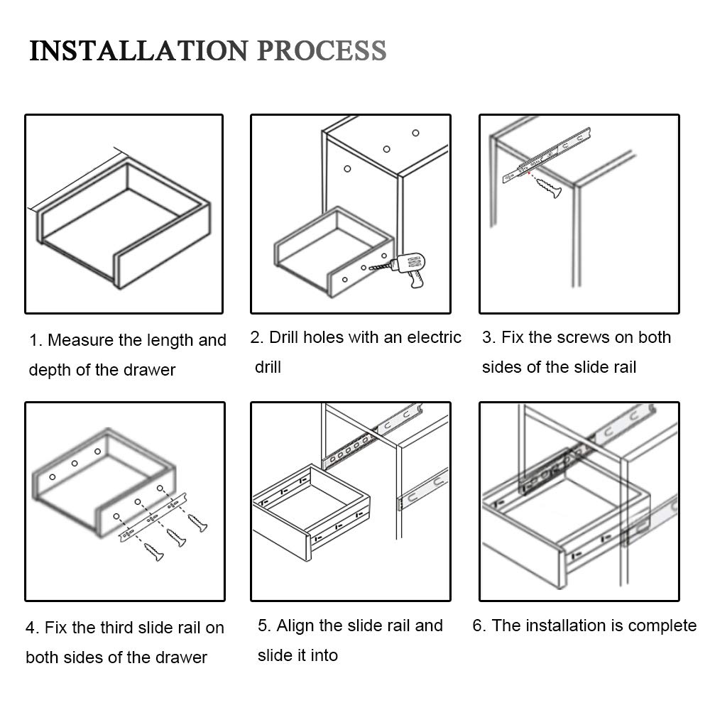 Guide con Cuscinetti a Sfera, Guide per cassetti per impieghi gravosi ad Estrazione Totale, Guide per cassetti per armadi da Cucina in Metallo, Facili da installare