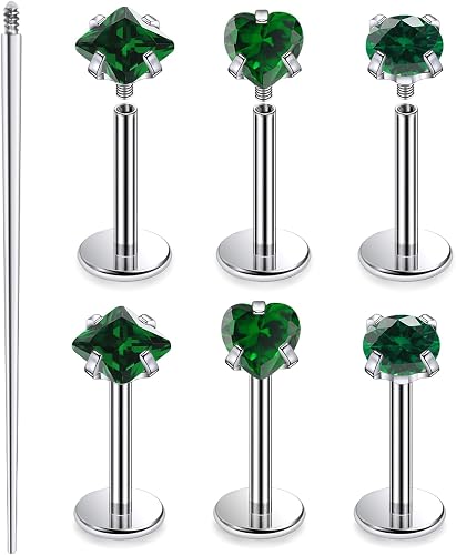 Xnsjeyy 18G Astm F136 Titanium Internal Thread Flat Back Earrings Nose Studs Tra