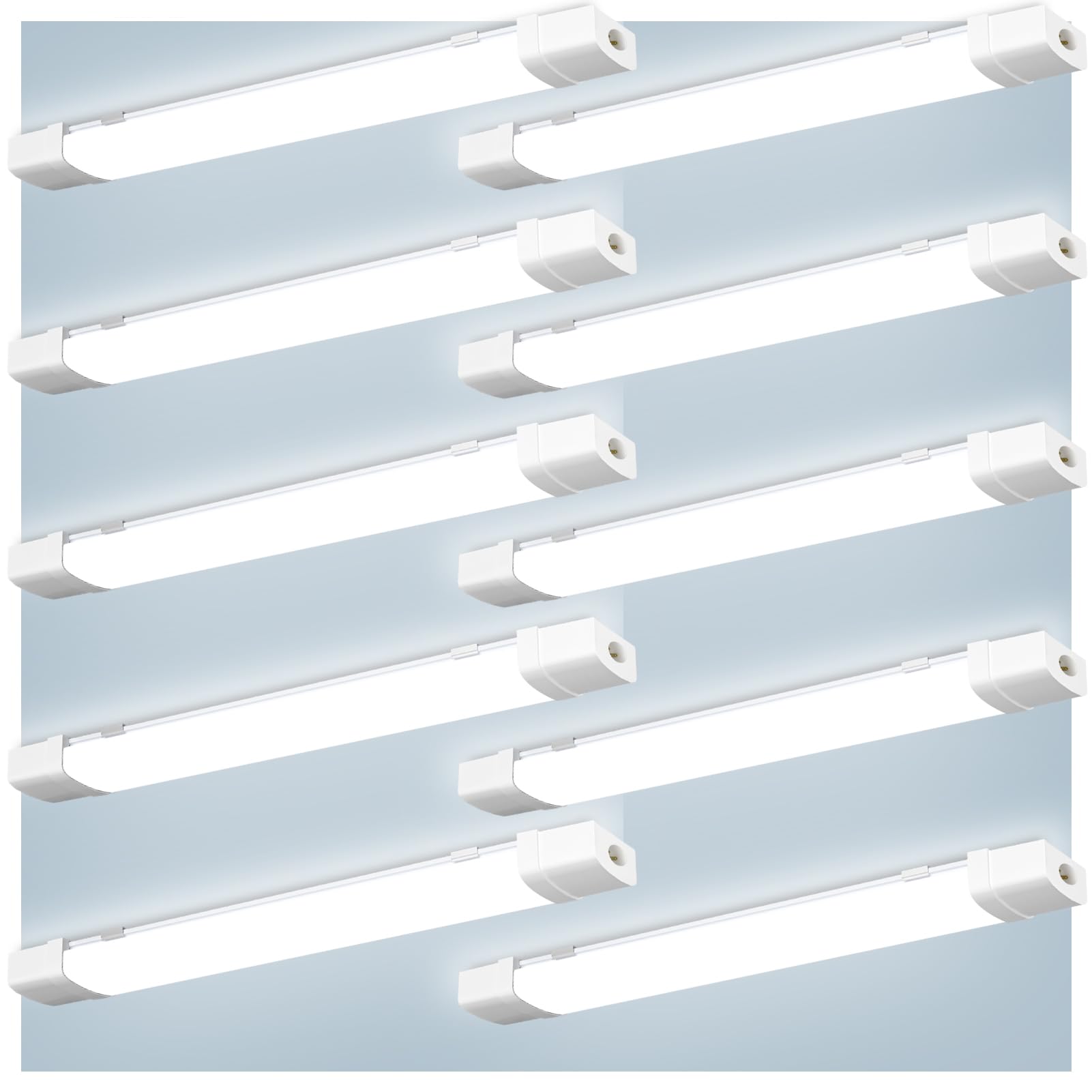 Bellanny 10pack 4ft 115cm LED Batten Light, 6500K 4400LM LED Tube Light with Motion Sensor, IP65 Waterproof Strip Lights for Garage, Shed, Office, Workshop, Not Spliceable