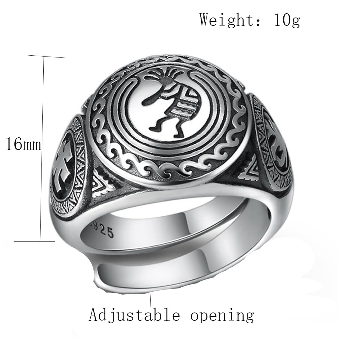 HMJGDHX Indianer-Siegel-Silberring, Herren-S925-Silber-Stammesporträt-Ring