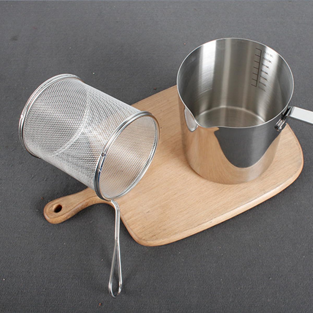 Kichvoe Stainless Steel Deep Fryer Pot with Handle and Removable Frying Basket, 304 Food-Grade Steel Mini Deep Fry Pan with Filter Screen for Household Kitchen Cooking