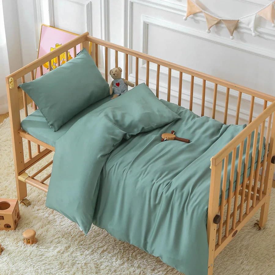 Bambus Lyocell Spannbettlaken Kinder – Kühlend, Atmungsaktiv & Hypoallergen – Weiches Spannbetttuch für Kinderbett (Sage Grün, 70 x 140)