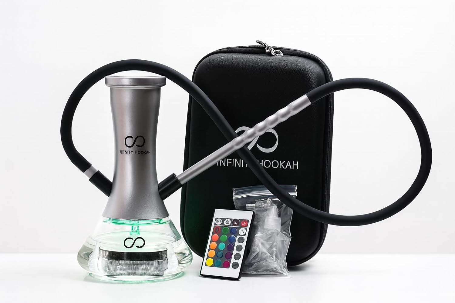 Infinity Hookah(Infi Smoke) - Electric Hookah Device, LED Base,Remote, Rechargeable, Portable