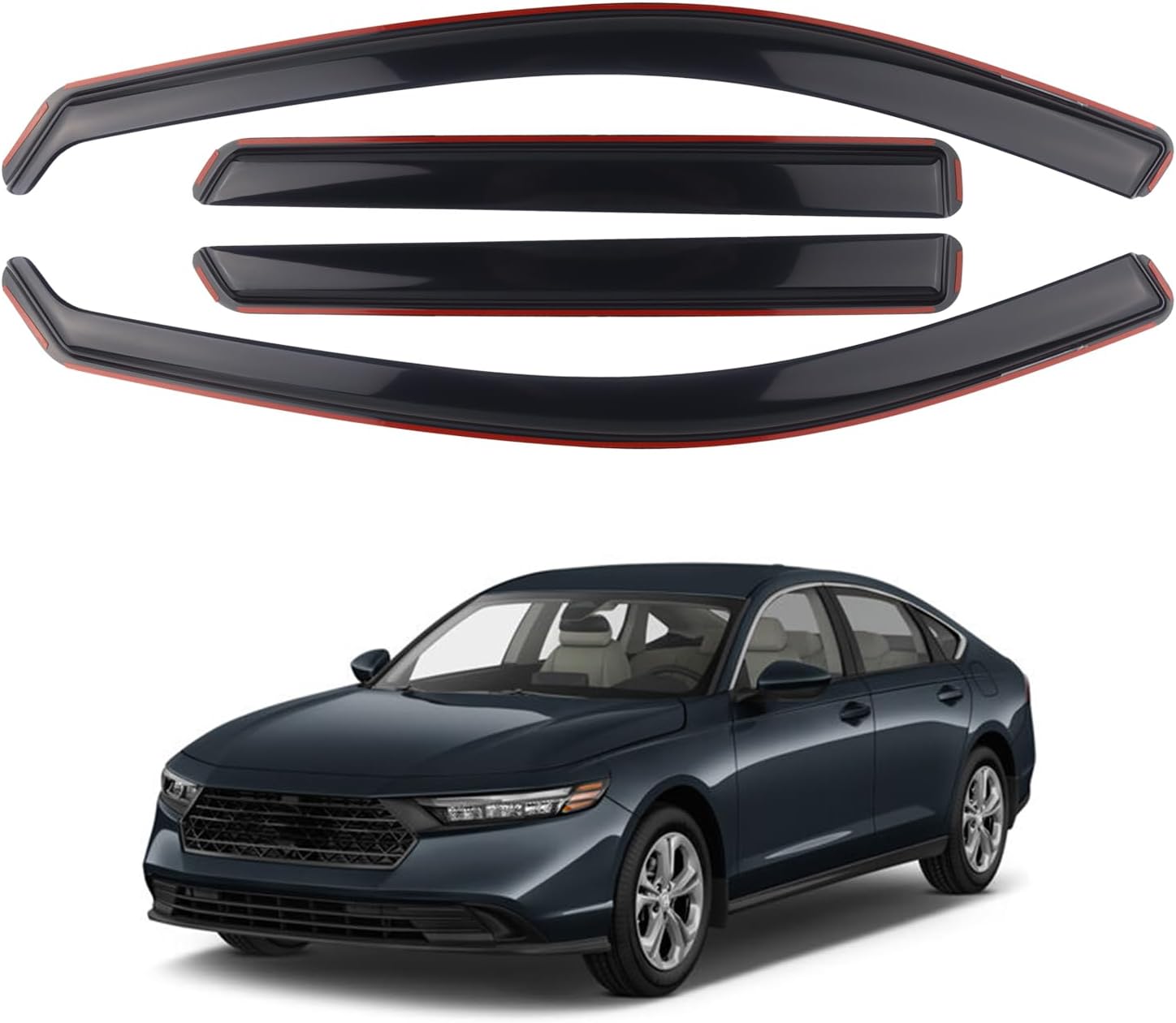 4 Pieces in-Channel Extra Durable Rain Guards Fit for 2023-2025 Honda Accord LX EX Sport EX-L Sport-L Touring Hybrid,Window Deflectors,Window Visors (Smoke Black)