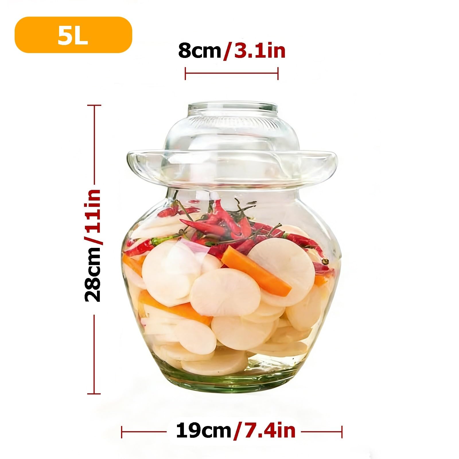 Chinesisches Gärglas mit luftdichtem Deckel, 10 l, Kimchi kling Weinherstellung, Decapaggio – 5 l Gärbehälter für hausgemachte Konserven & Sauerkraut