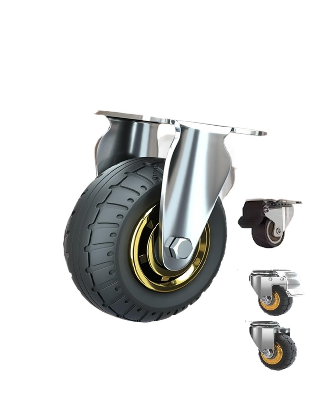 1pcs 3/4/5 Inches Universal Mute Wheel Soft Elastic Rubber Caster Per Casa e Ufficio(5inch brake)