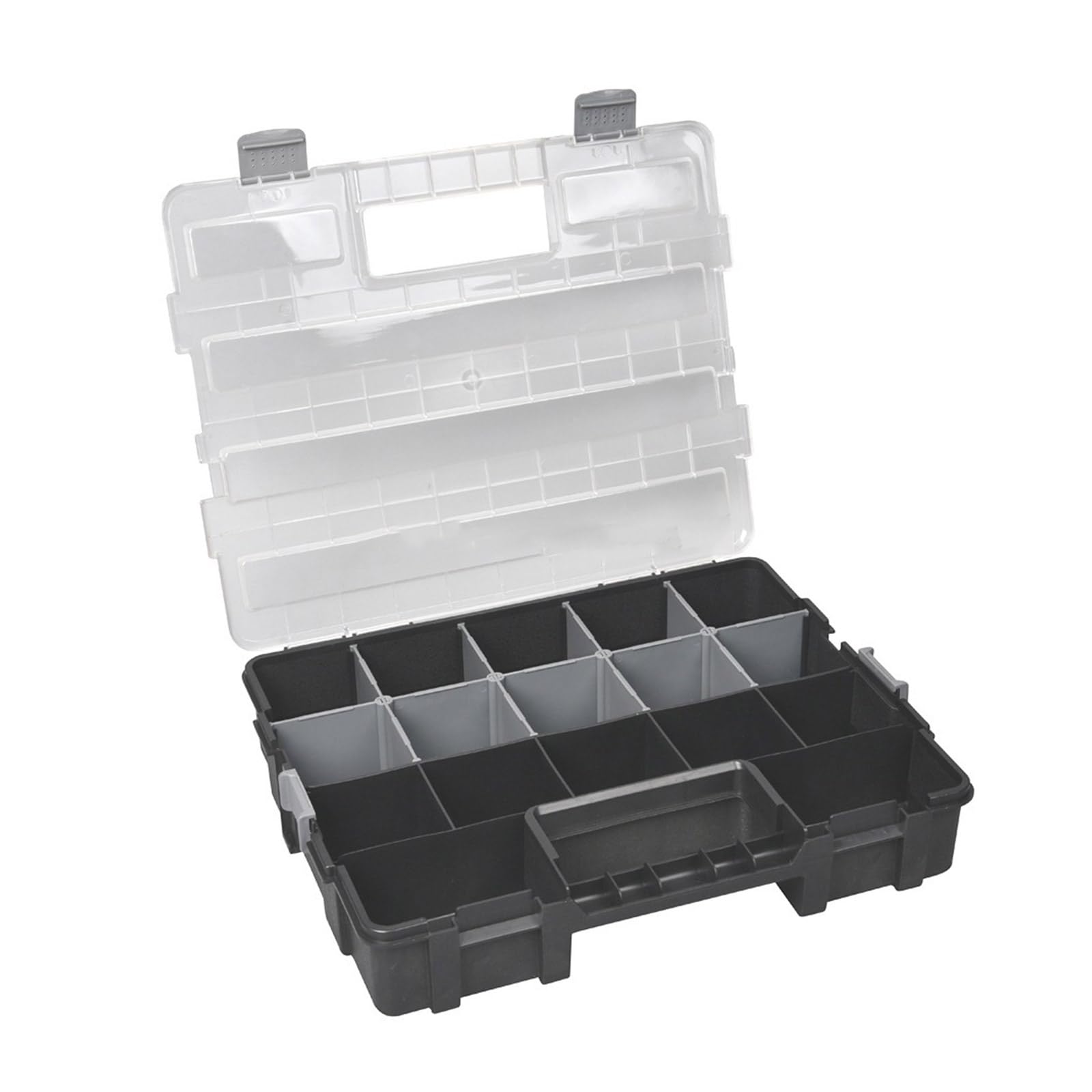Portable Storage Organization with Double Secure Locking Removable Bin Compartment Multipurpose Hardware Tool Box Storage Multifunctional Tool Case