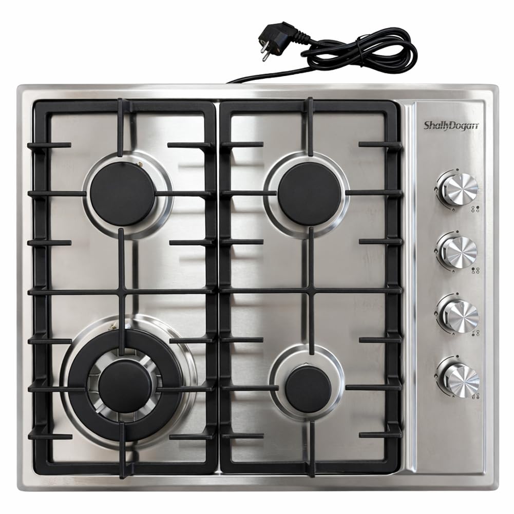 Shally Dogan Sottolavello Cucina 120 x 60 x 85 cm completo di Piano Cottura 4 Fuochi e Lavello in Acciaio Zincato 50 x 40 cm a sinistra, Rubinetteria Completa con Fontana e Accessori Inclusa (Bianco)
