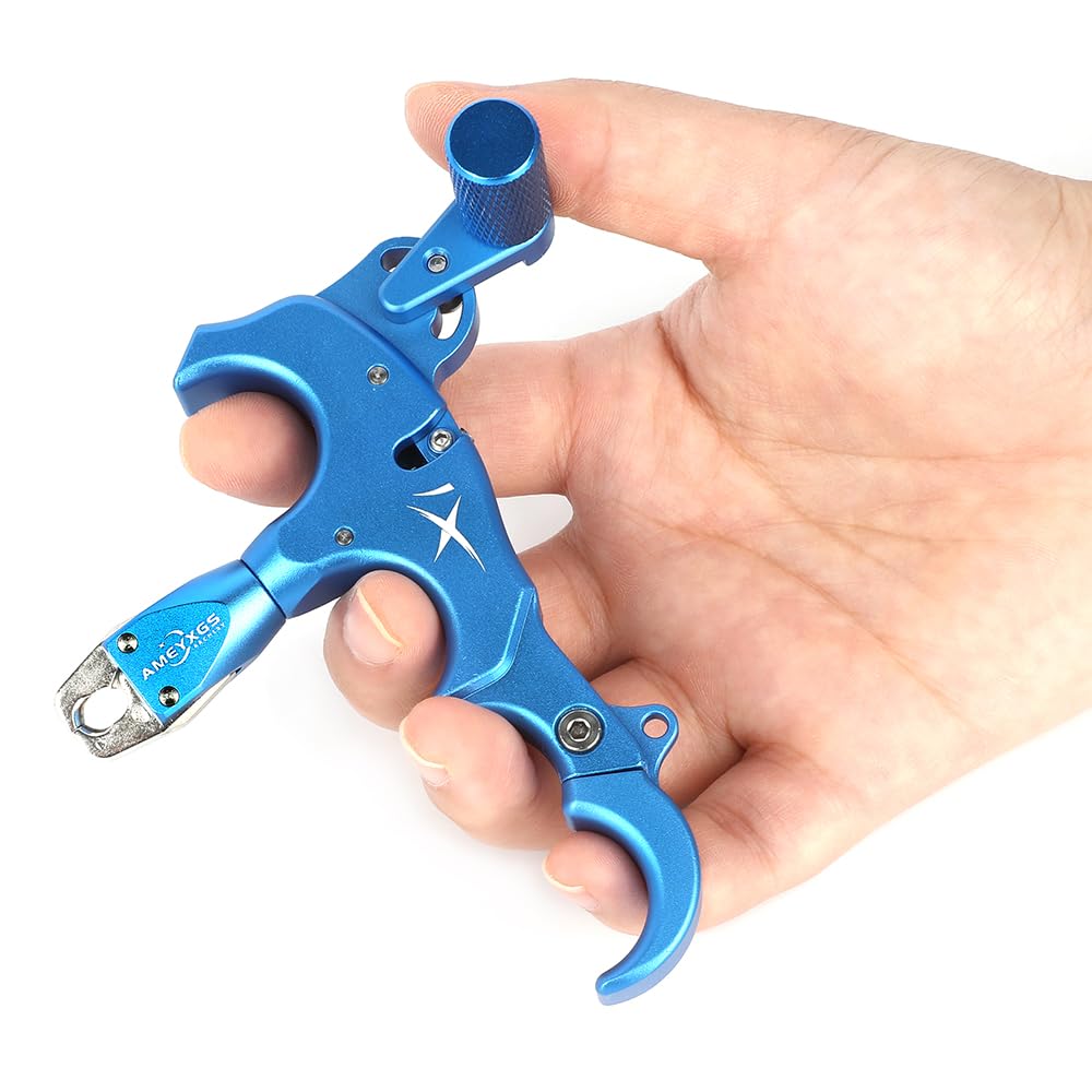 SHARROW Tir à Arc Déclencheur d'arc à Poulies Release Aids Arc Compound 3 ou 4 Doigts Interchangeables Aluminium Aides de Dégagement du Pouce avec Métal D Loop
