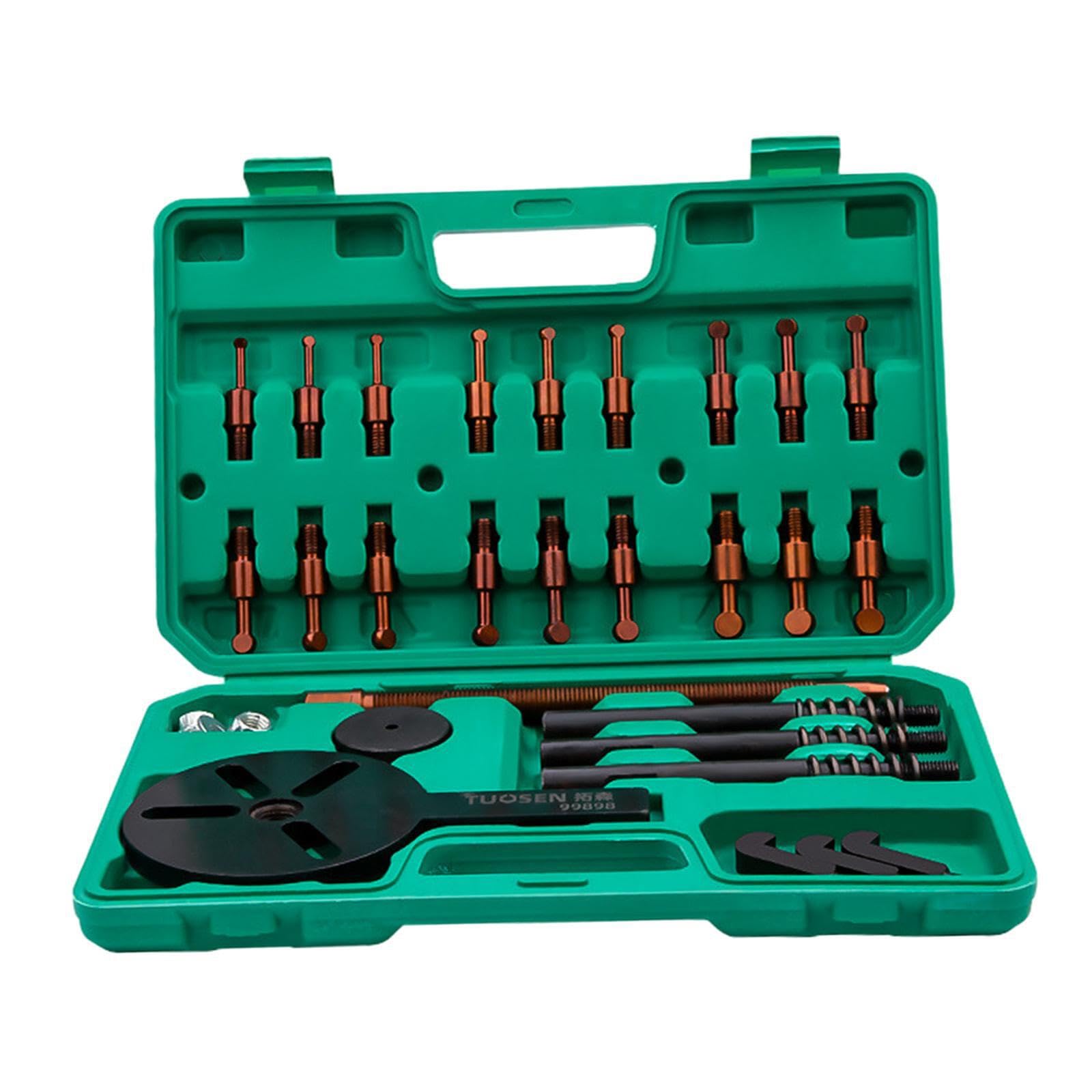 Extractor versátil de tres mordazas con orificios interiores y | duraderos, diseñado para máxima utilidad en reparaciones de automóviles. Juego de extractores de cojinetes 18 en 1. Juego