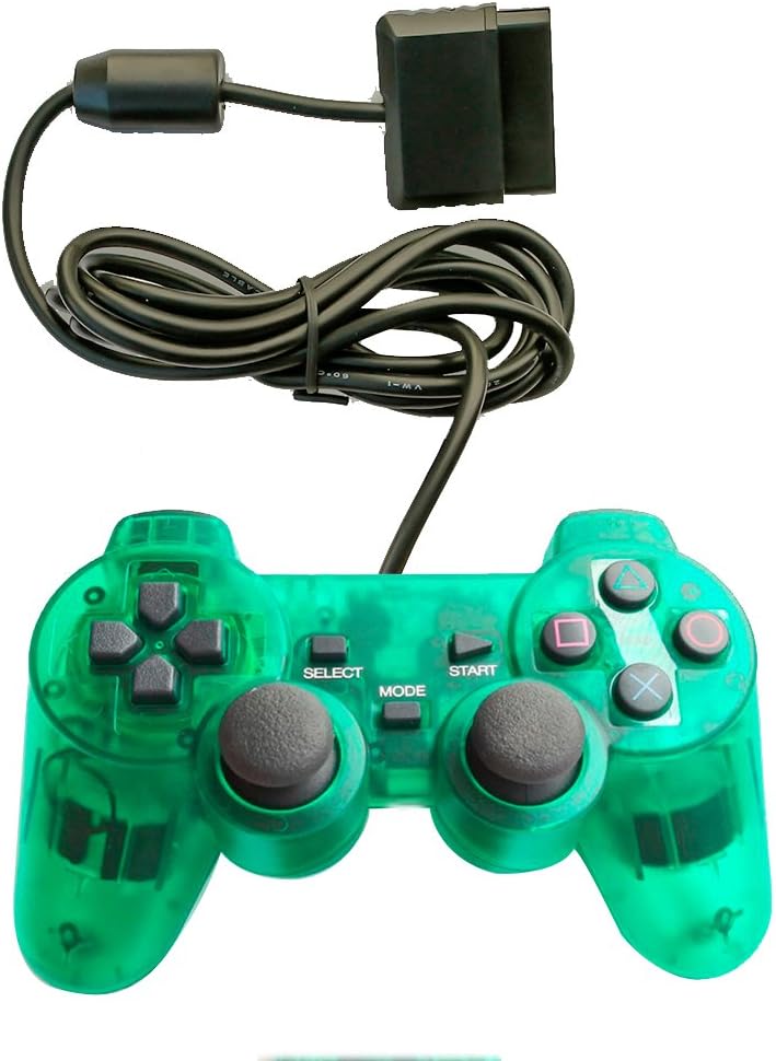Saloke Wireless Gaming Controller for Ps2 Double Shock (Clear Green)