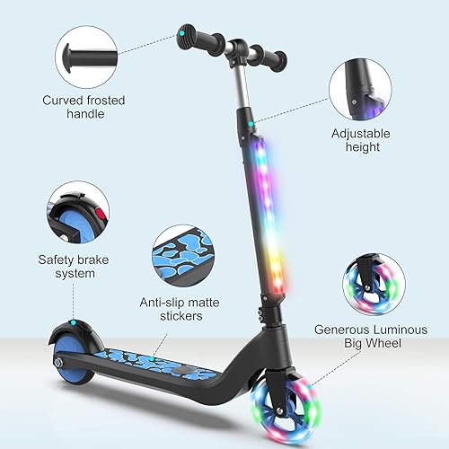 Miniatura 3 de Patineta eléctrica para niños de 6 a 12 años con scooters plegables con luz de 3 a 5 años, scooter de patada para niños pequeñosgrandes con manillar