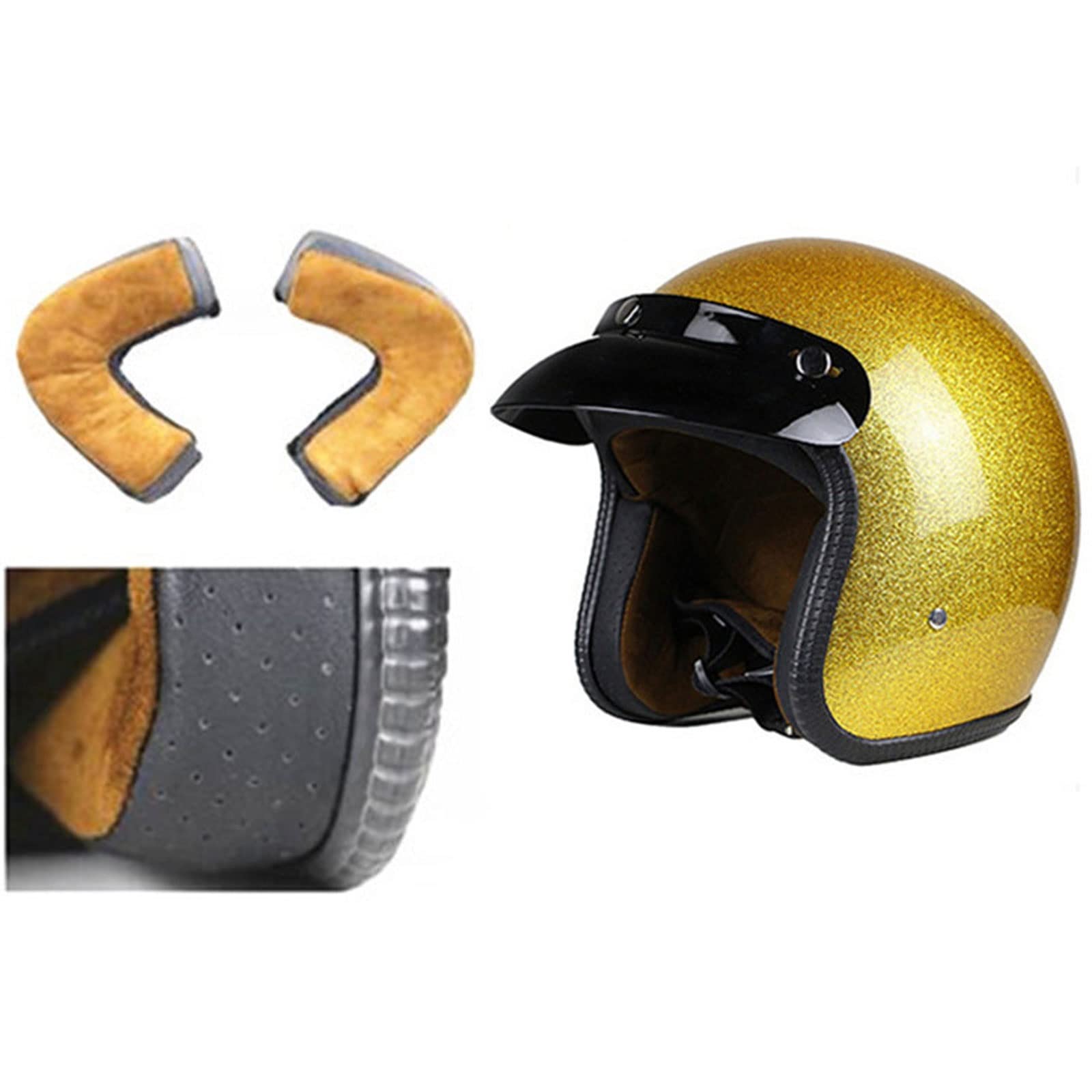 3/4 Motorcycle Jet Style Half Helmet Open Helmet ECE Approved For Adult Men Women Moped Scooter Crash Helmets With Double Sun Visor Helmet G,XXL=60~61CM - View #6