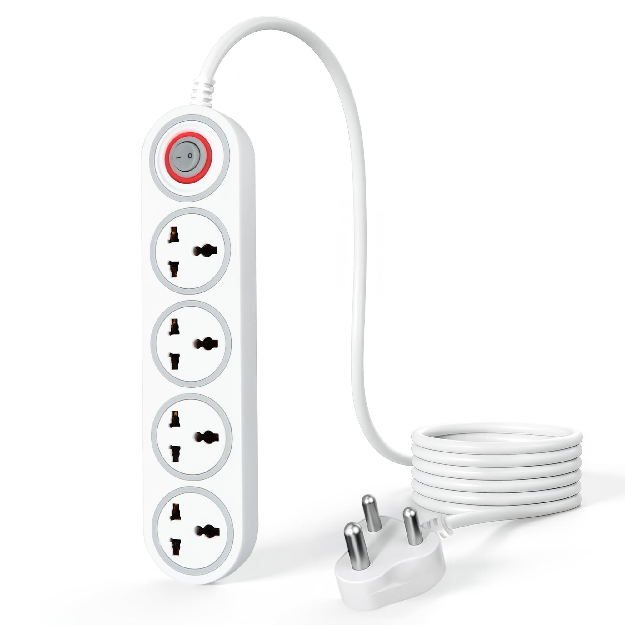 ZEBRONICS PS4200H Power Strip – 4 Universal Sockets | 1500W | LED Indicator with Master Switch | Surge & Spike Protection | 2M Durable Copper Cable | Ideal for Home & Office Use (White)