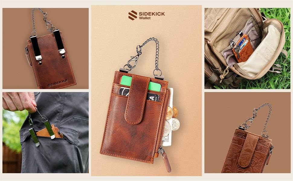 Image of RFID Blocking Boot Wallet with Security Chain & Zipper Lock - Genuine Leather Wallets for Men, Travel Wallets Women, Minimalist Leather Card Holder