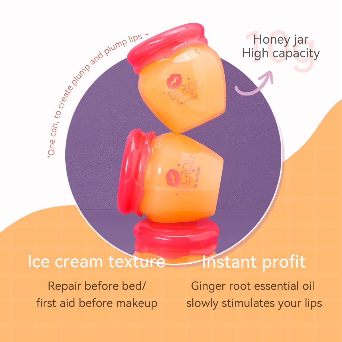 Natural Lip Plumper - Máscara labial mágica, bálsamo para rellenar los labios con cera de abejas y vitamina E, DEROL Lip Plumper, uso diurno y nocturno para labios más llenos, más suaves y grandes 6