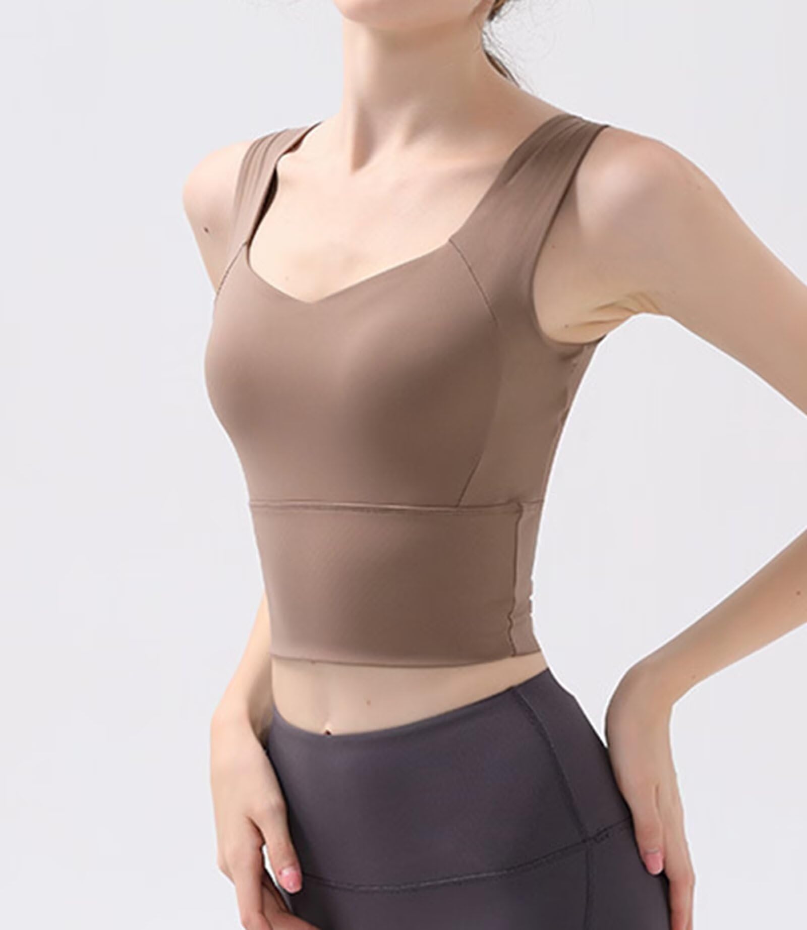 Rivccku Canotta da Donna per Yoga Fitness Sportiva Traspirante Canotta Senza Maniche con Reggiseno Incorporato