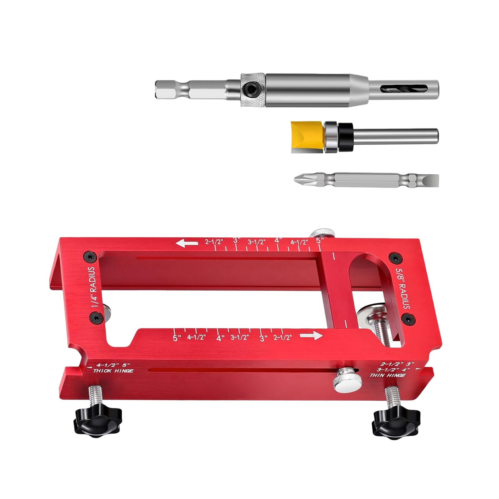 Crffz Accuracy Door Drilling Guide Aluminum Template With Adjustable Clamps For Different Door Thicknesses For Secure Aluminum Hinge Hole Locator