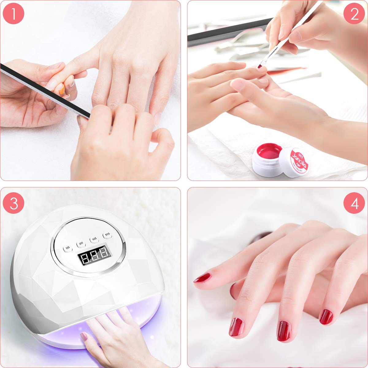 Janolia Nageltrockner Nagellampe 86W UV LED Lampe für Nägel mit Sensor LCD Display für Gelnägel Professionelle Nagel lampe für Fingernagel/Zehennagel Nageldesign mit 4 Timer Geeignet für alle Gel