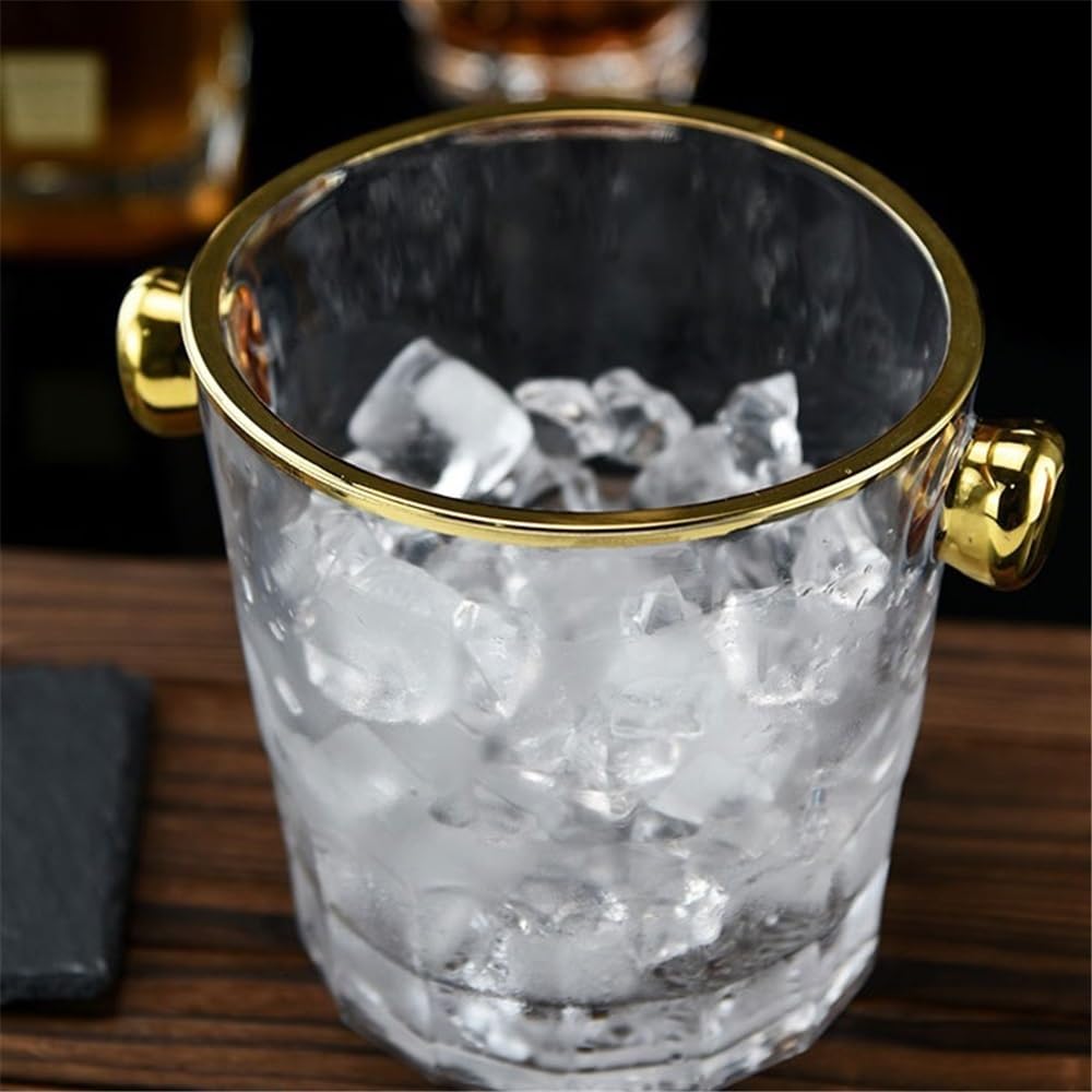 Cubo de Hielo Cubo de Hielo Cristal Personalizado, Cubo for el hogar, Vino, Grano, champán, Adornos Decorativos for Sala Estar Cubo de Hielo frío para Barra(Gold)