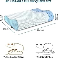 Vista 3 de Memory Foam Pillows, Neck Pillow Queen Size Bed Pillow for Sleeping, Ergonomic Cervical Pillow Neck Support Pillow for Side Back Stomach Sleeper