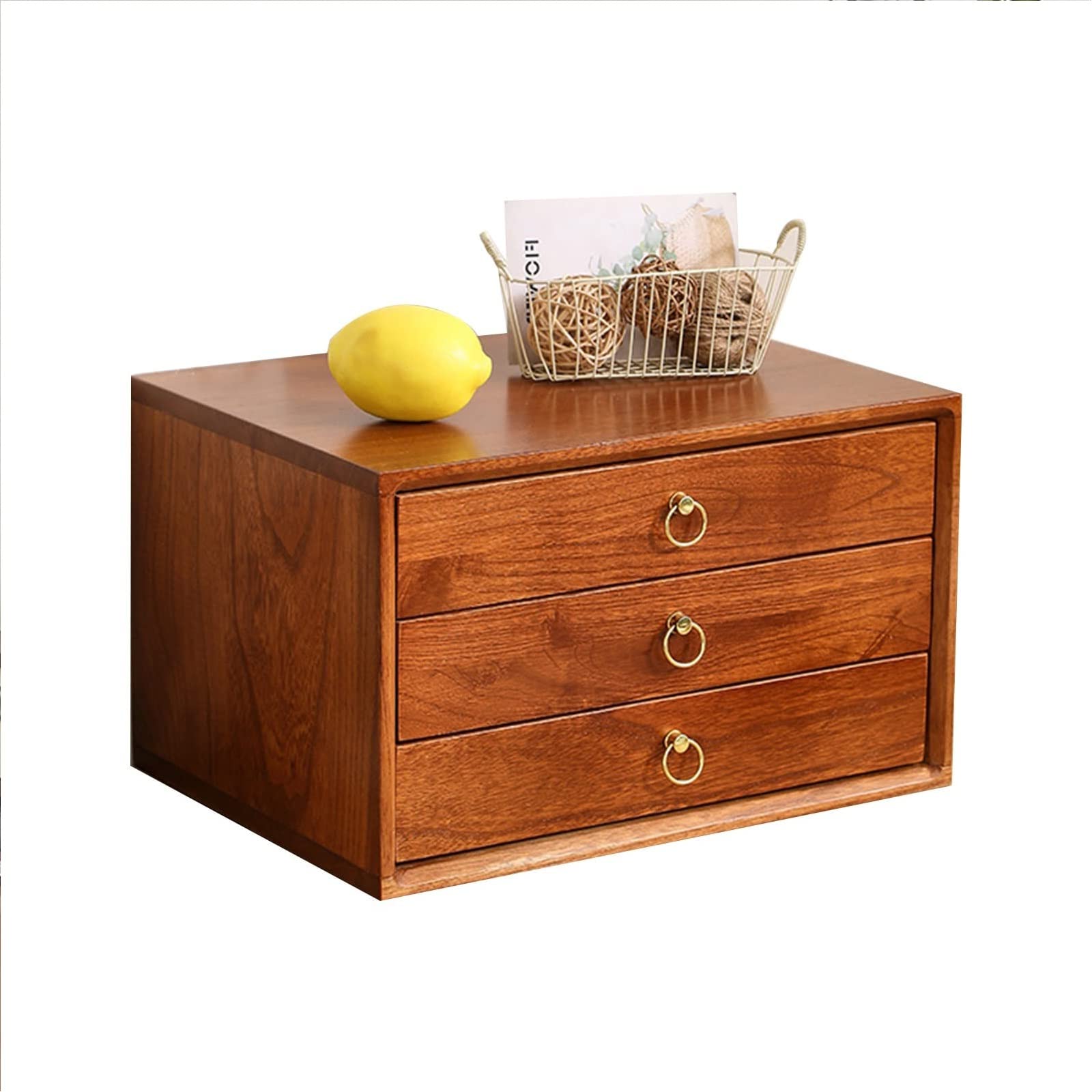 MYUYEE Wooden Desktop File Cabinet Nizer With Drawers For Monitor Stand/Printer Platform Multilayer Storage Box For Desktop (B-3 Drawer)