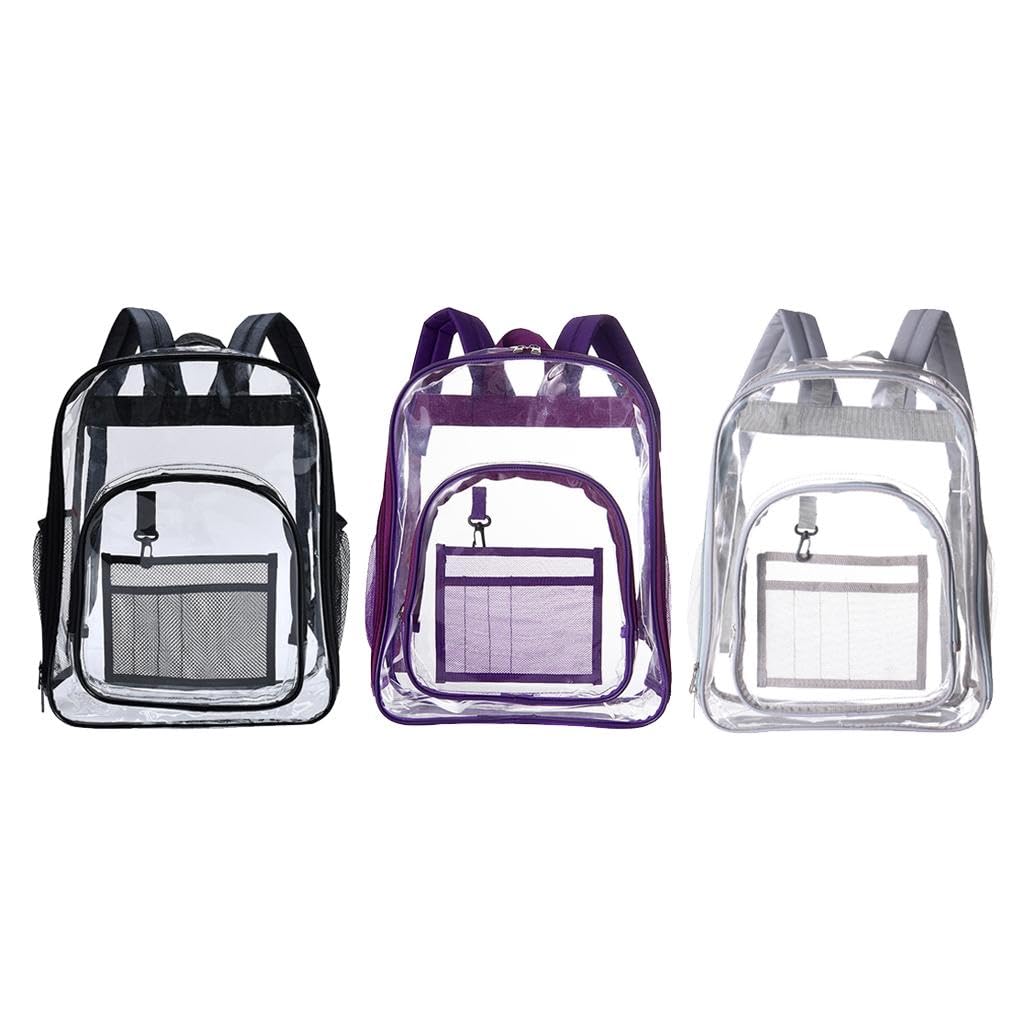 2x water resistant clear backpack transparent bookbag for sporting event| premium | waterproof | travel friendly