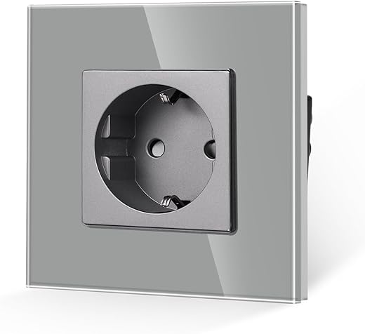 JIMEIDA Schwarze Einzelsteckdose mit USB & Typ C, 16A, Schnellladung