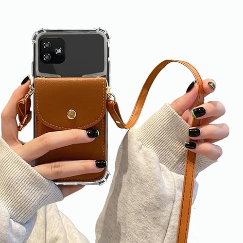 Tuxiwei Crossbody Phone Case with Detachable Lanyard for Foxx A56, Foxxd A56 Phone Cover Back Wallet | Credit Card Slots/Cash Holder Case, Faux PU Leather Wallet Case, Brown