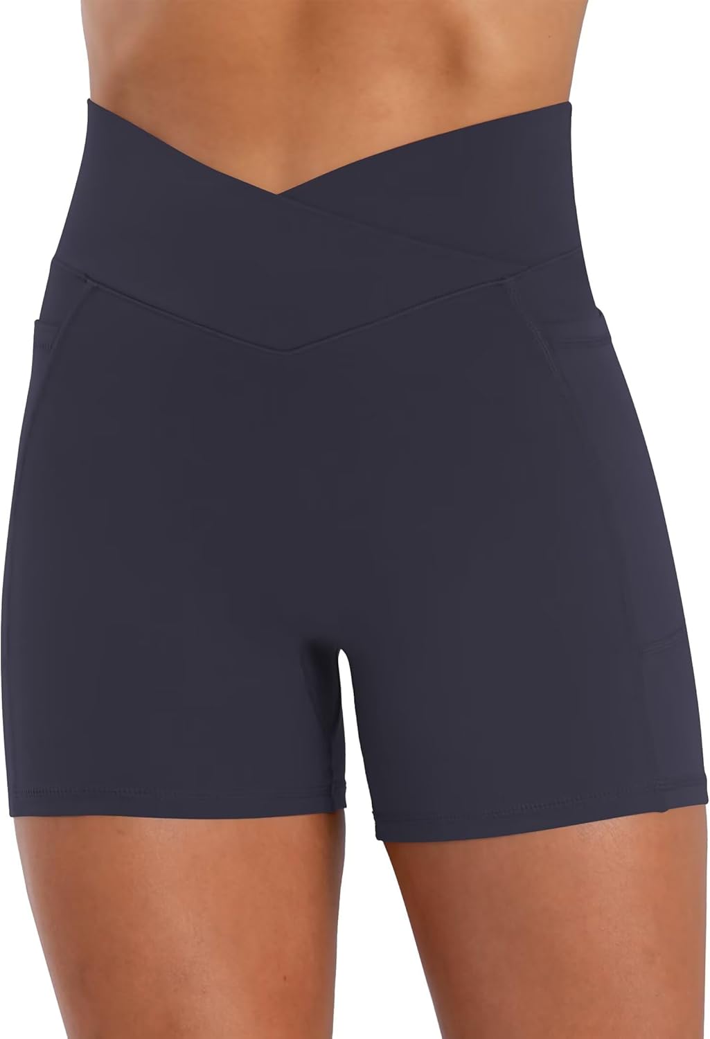 Sunzel Hidden Butt Lifting Scrunch Biker Shorts Women with Pockets Crossover High Waist Yoga Gym Workout Tummy Control Shorts - Image 2