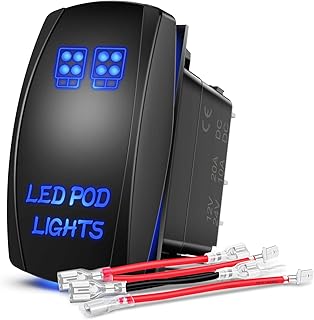 Nilight LED POD Lights Rocker Switch Led Light Bar Switch 5Pin Laser On/Off switches 20A/12V 10A/24V Switch with Jumper Wires Set for Cars,Trucks,RVs,2 Years Warranty