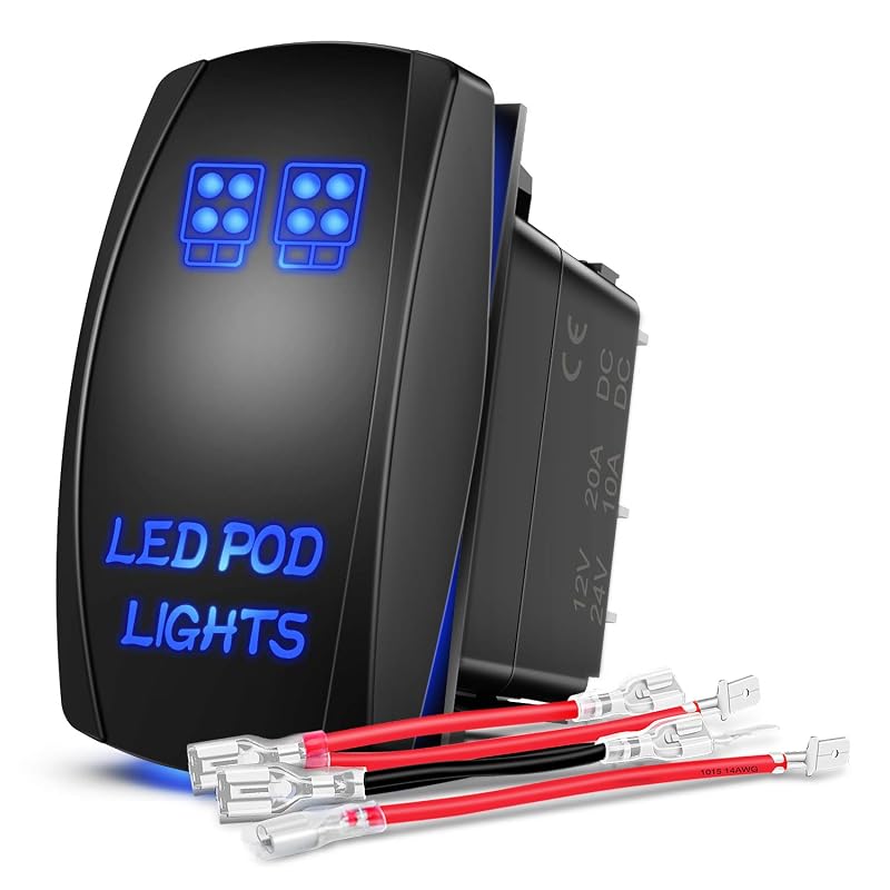 Interruptor basculante Nilight 5 pinos SPST com LED azul para iluminação automotiva