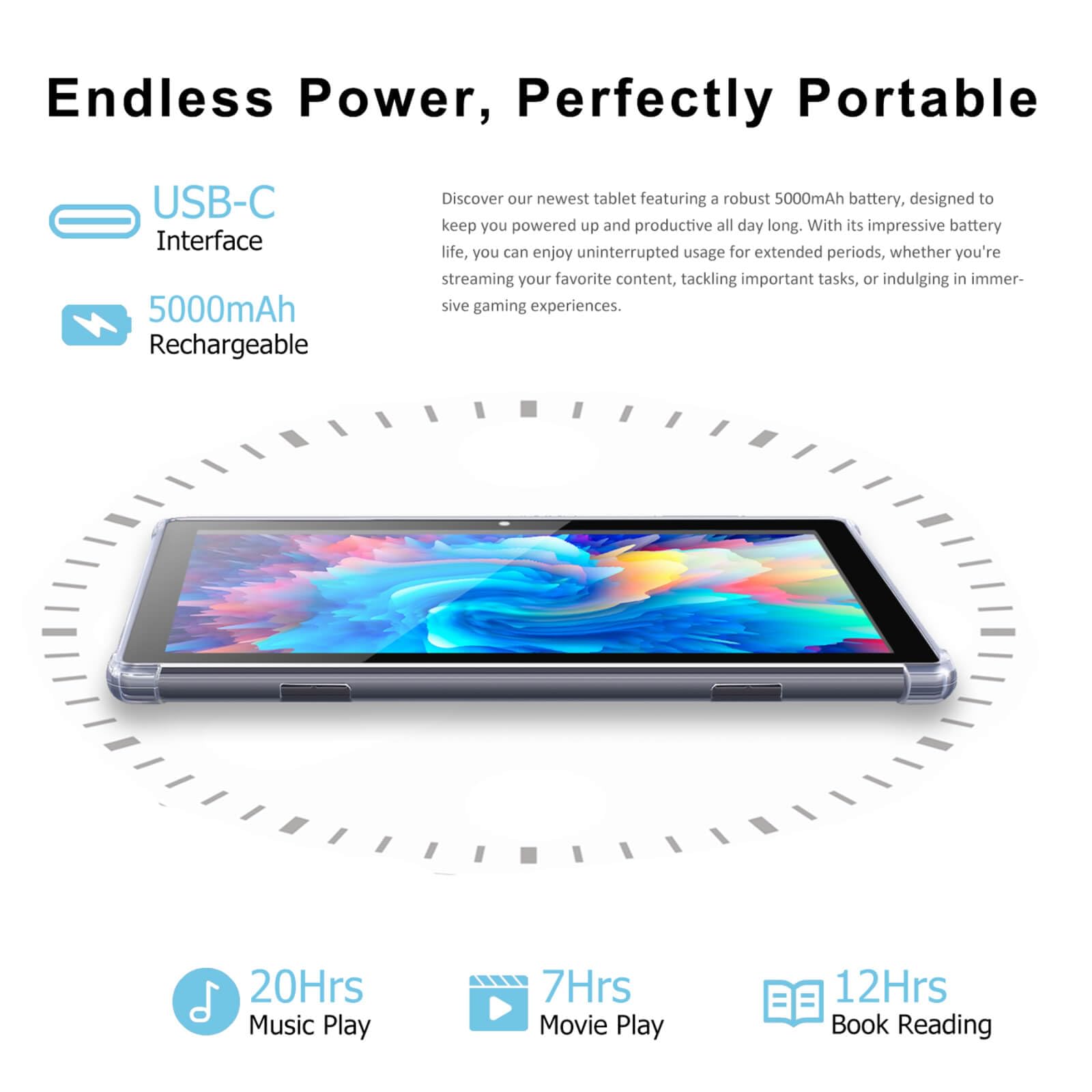 Tablet Android 13 da 10,1 pollici per bambini: 6GB + 64GB, 1TB espandibile | 2.0GHz Octa-Core, doppia fotocamera (5MP+8MP), schermo HD IPS, WiFi 5, Bluetooth 5.0, certificato GMS, Colori
