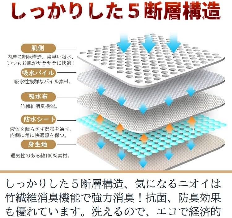 2枚組 300㏄大容量吸水 介護用尿漏れパンツ 抗菌防臭 下着 女性用 (Ｍ) 【㎡】